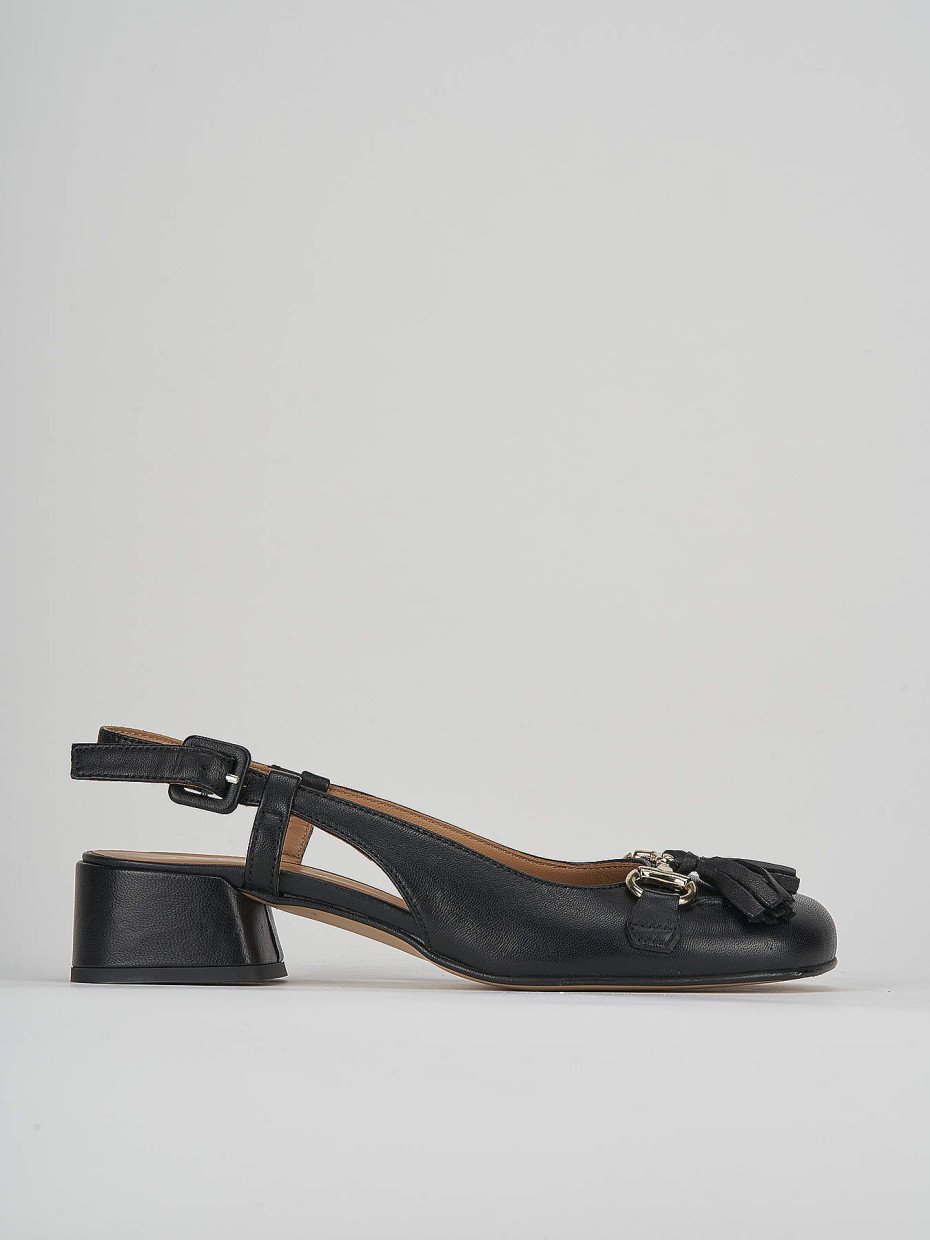 Décolleté e slingback tacco 3cm pelle nero