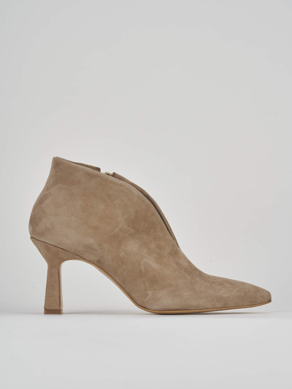 High heel ankle boots heel 6 cm beige suede