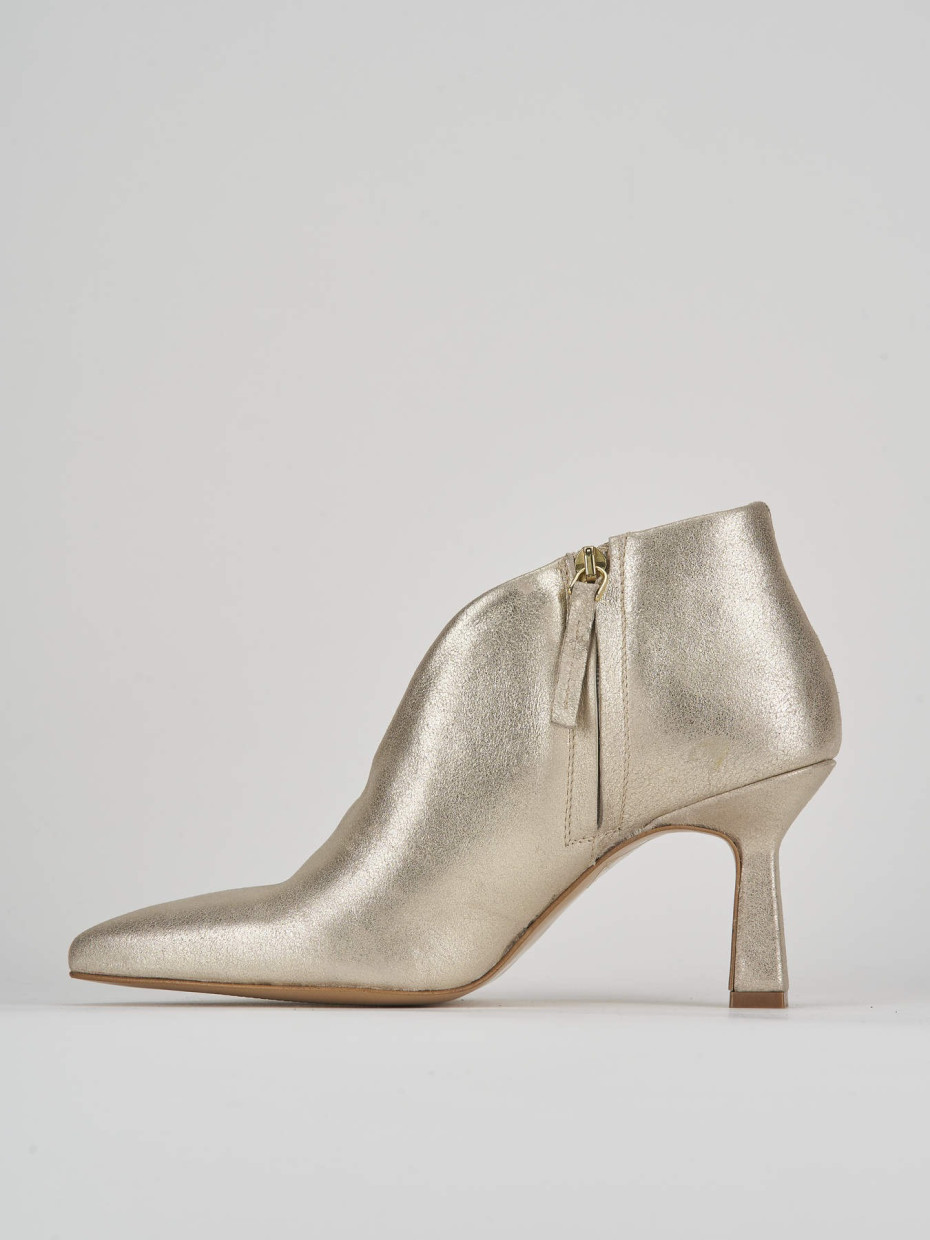 High heel ankle boots heel 6 cm gold leather