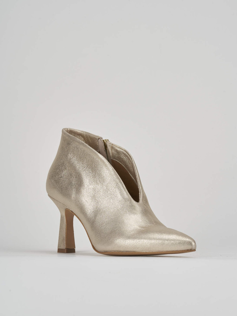 High heel ankle boots heel 6 cm gold leather