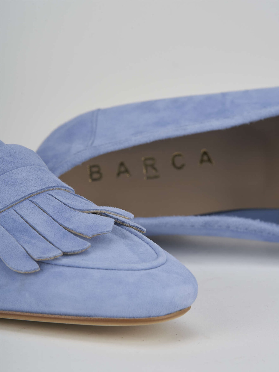 Loafers heel 1 cm light blue suede