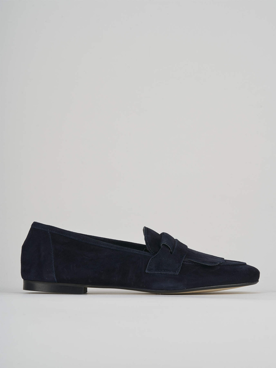 Loafers heel 1 cm blu suede