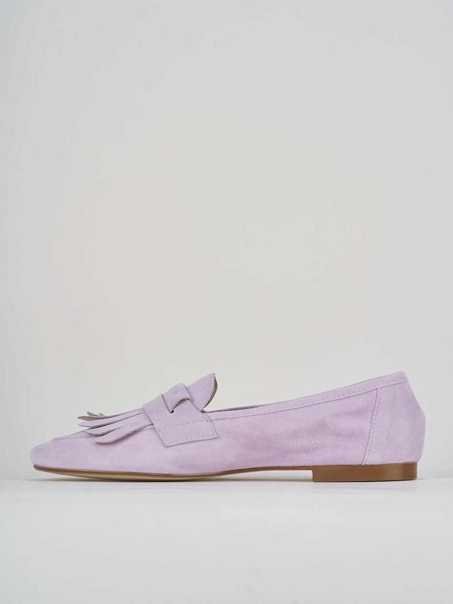 Loafers heel 1 cm pink suede