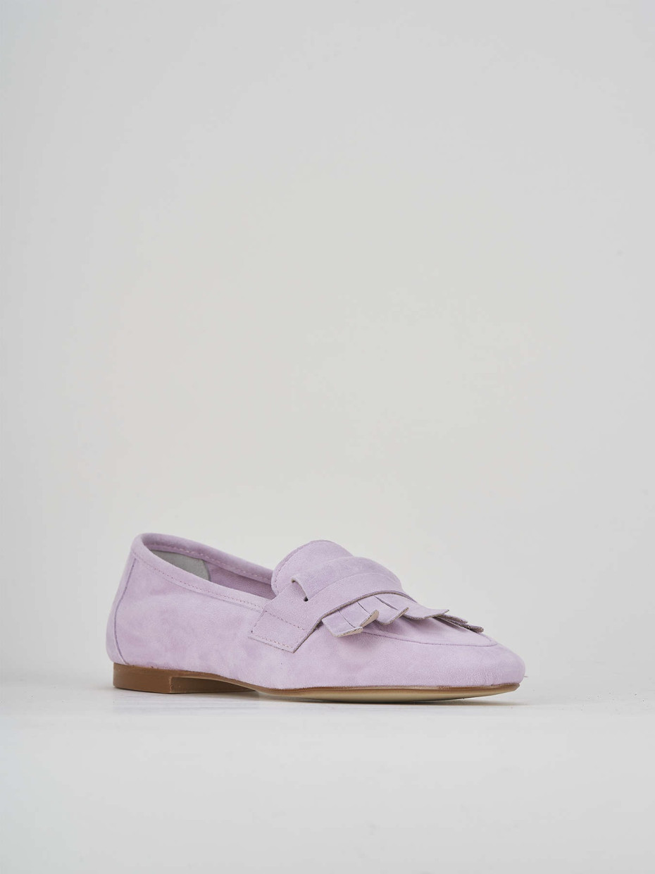 Loafers heel 1 cm pink suede