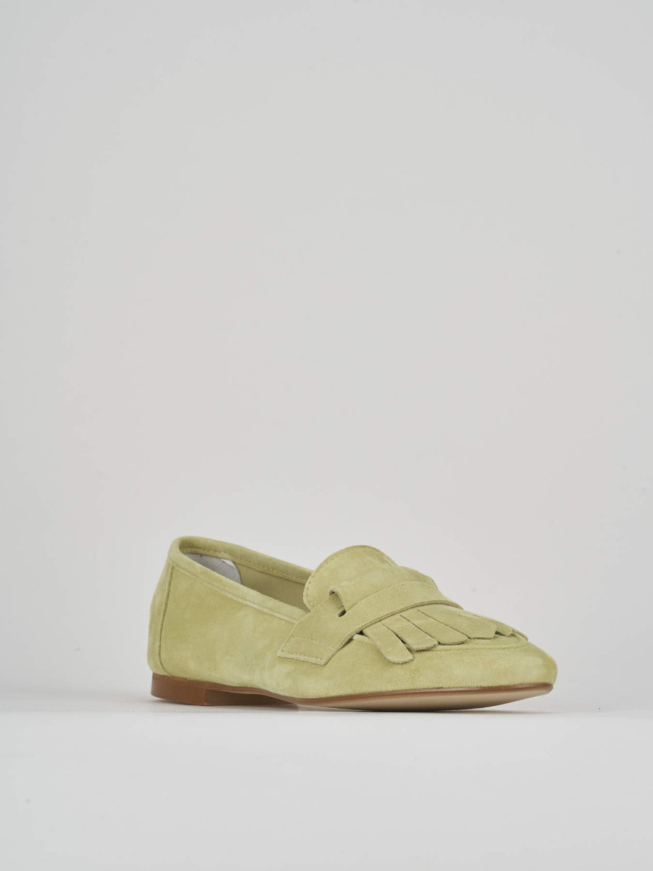 Loafers heel 1 cm green suede