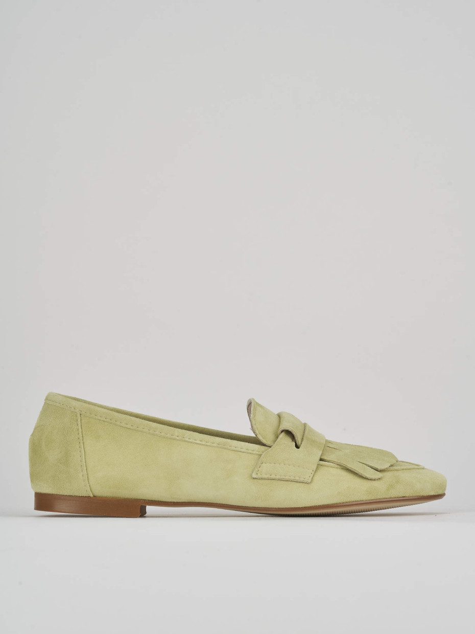 Loafers heel 1 cm green suede