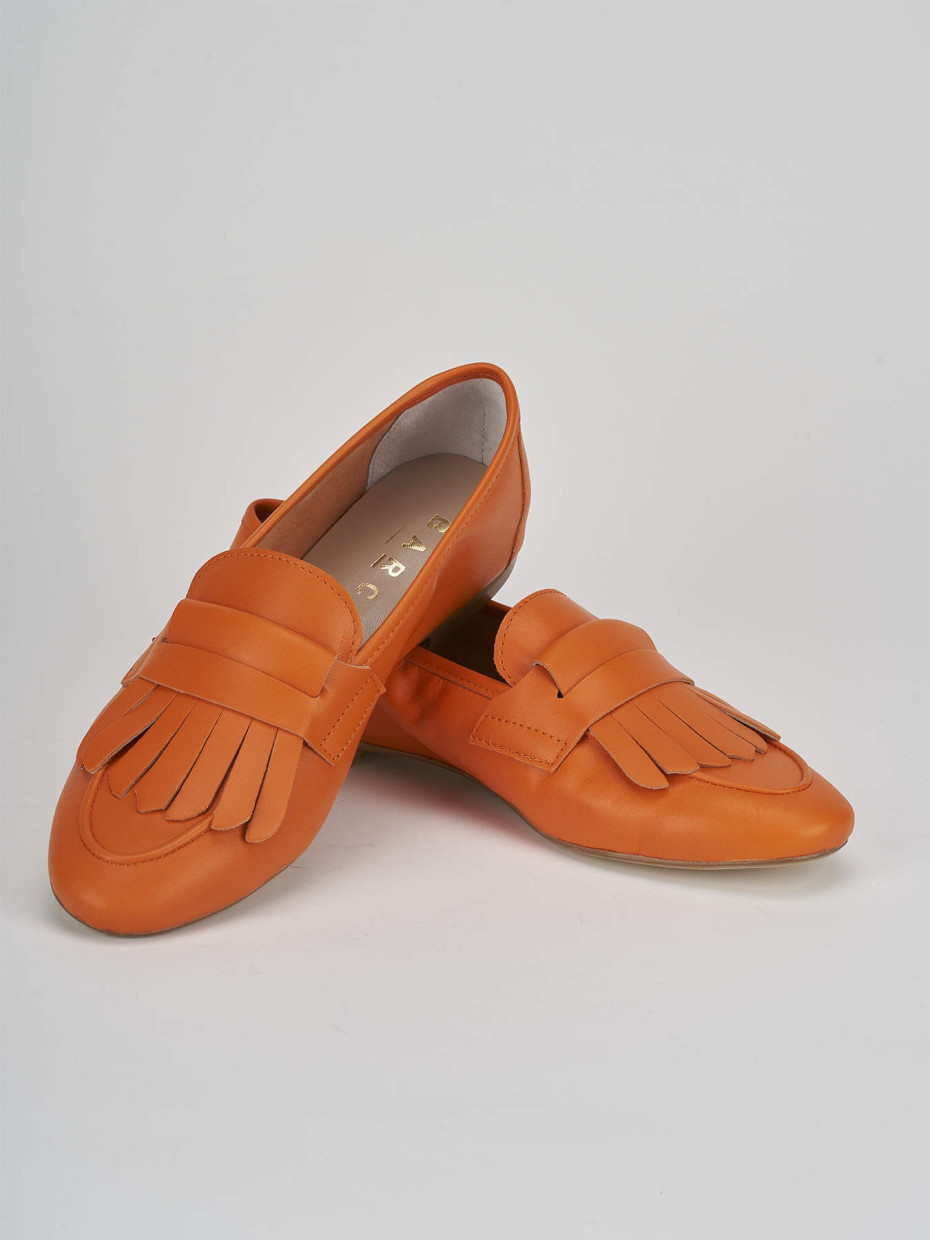 Loafers heel 1 cm orange leather