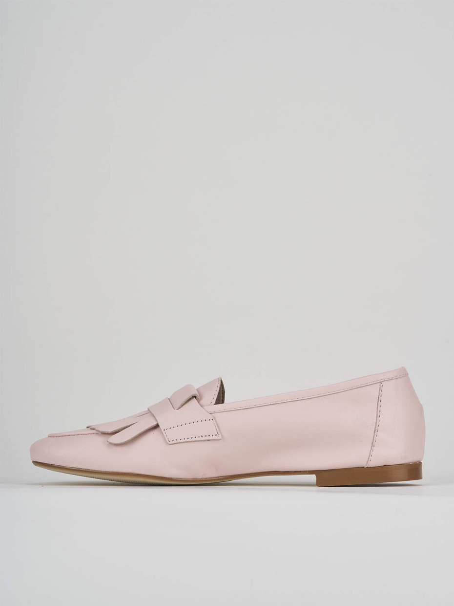 Loafers heel 1 cm pink leather