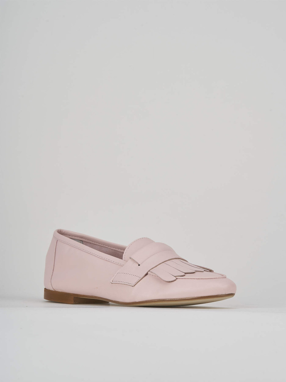 Loafers heel 1 cm pink leather