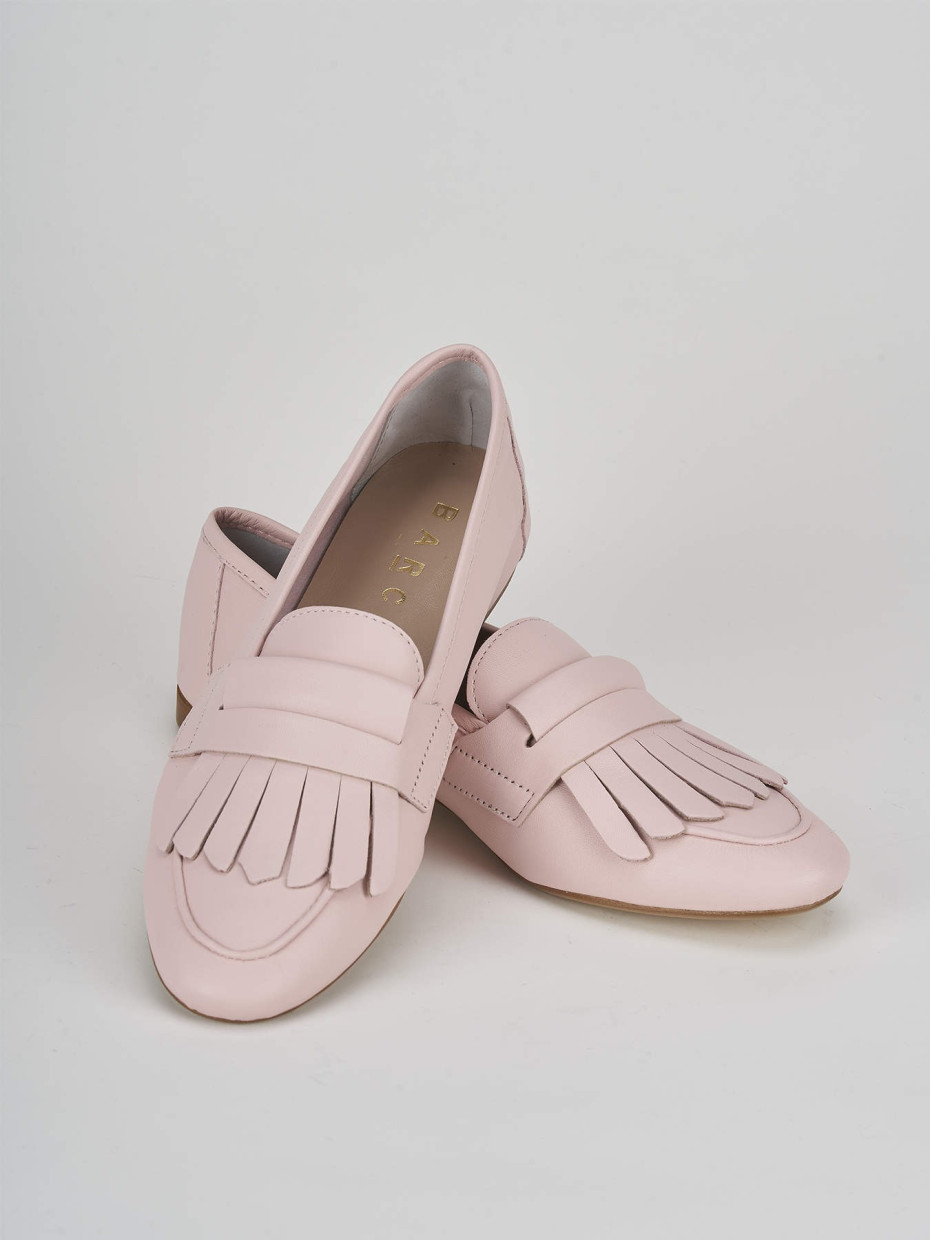 Loafers heel 1 cm pink leather