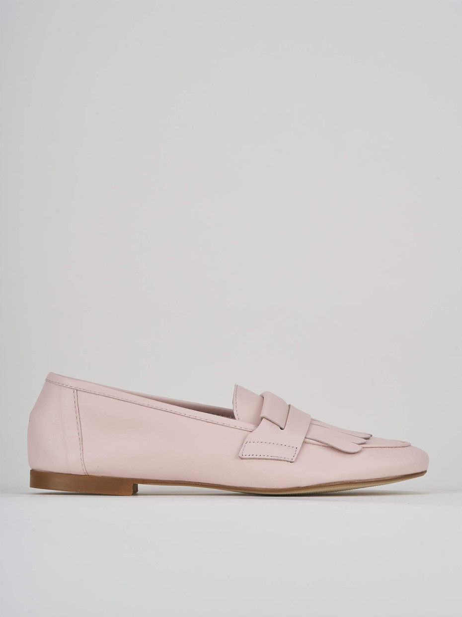 Loafers heel 1 cm pink leather