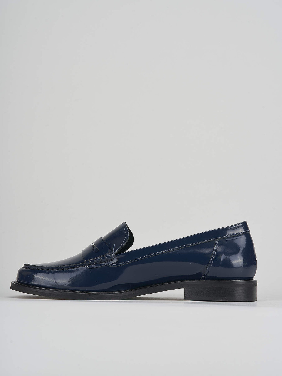 Loafers heel 2 cm blu leather