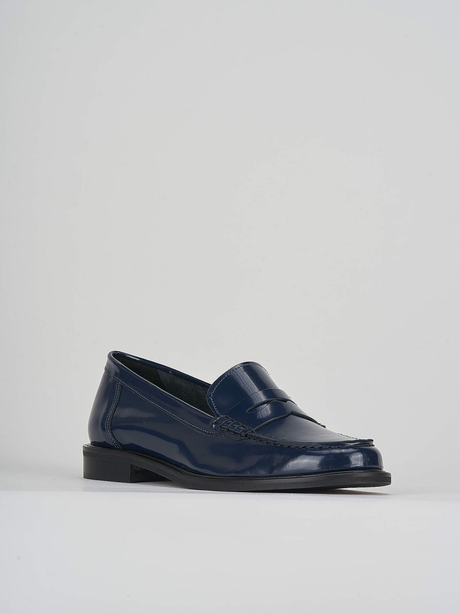 Loafers heel 2 cm blu leather