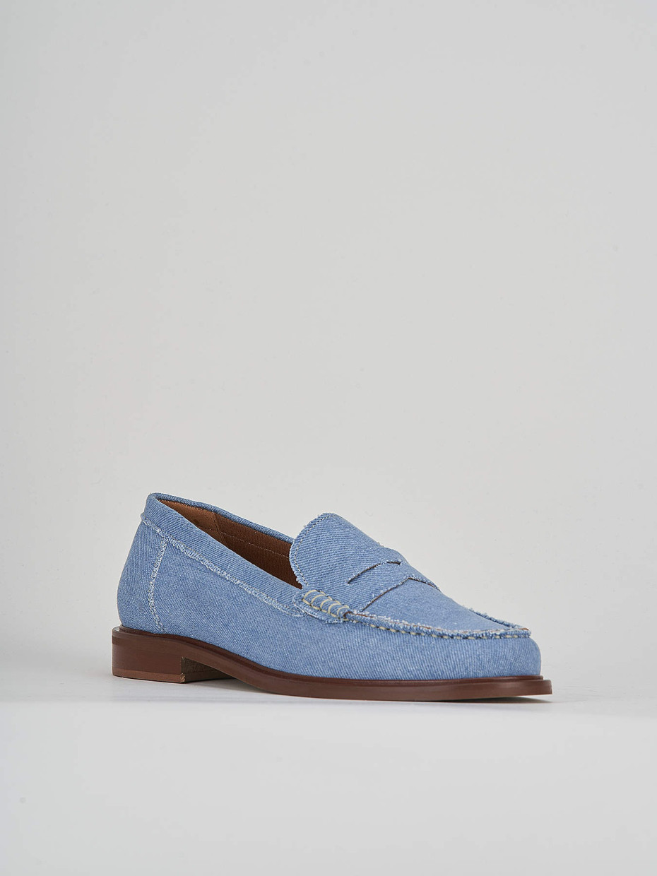 Mocassino tacco 1 cm jeans tessuto