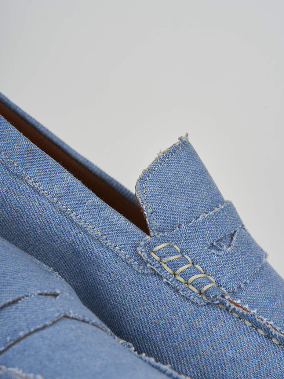 Mocassino tacco 1 cm jeans tessuto