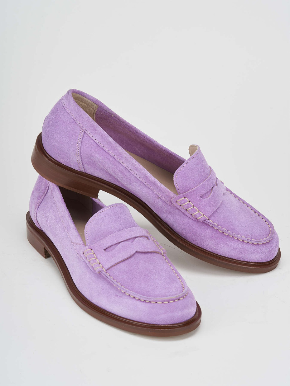 Loafers heel 1 cm pink suede