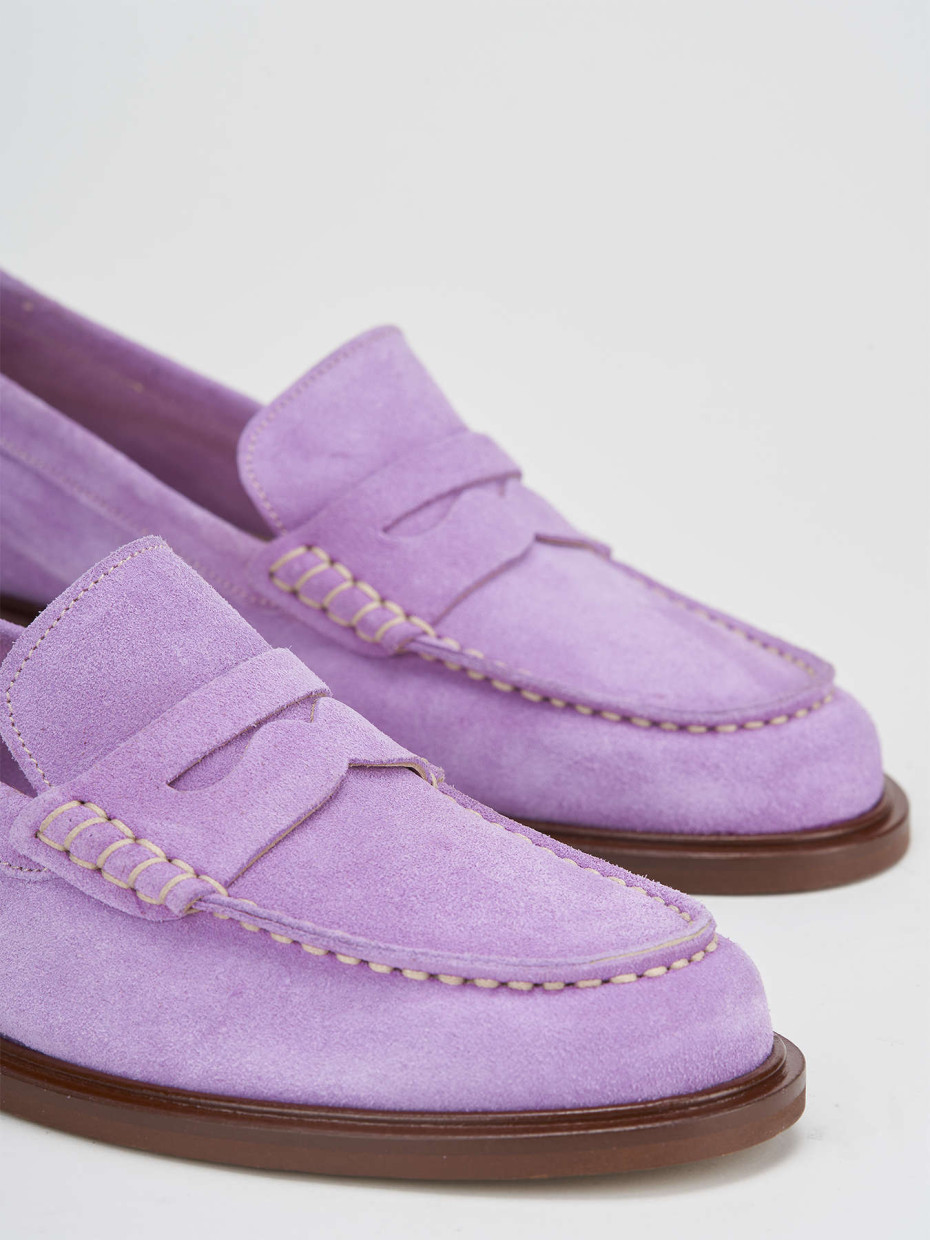 Loafers heel 1 cm pink suede