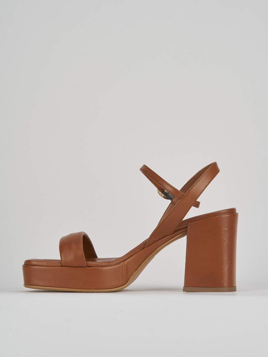 High heel sandals heel 8 cm brown leather