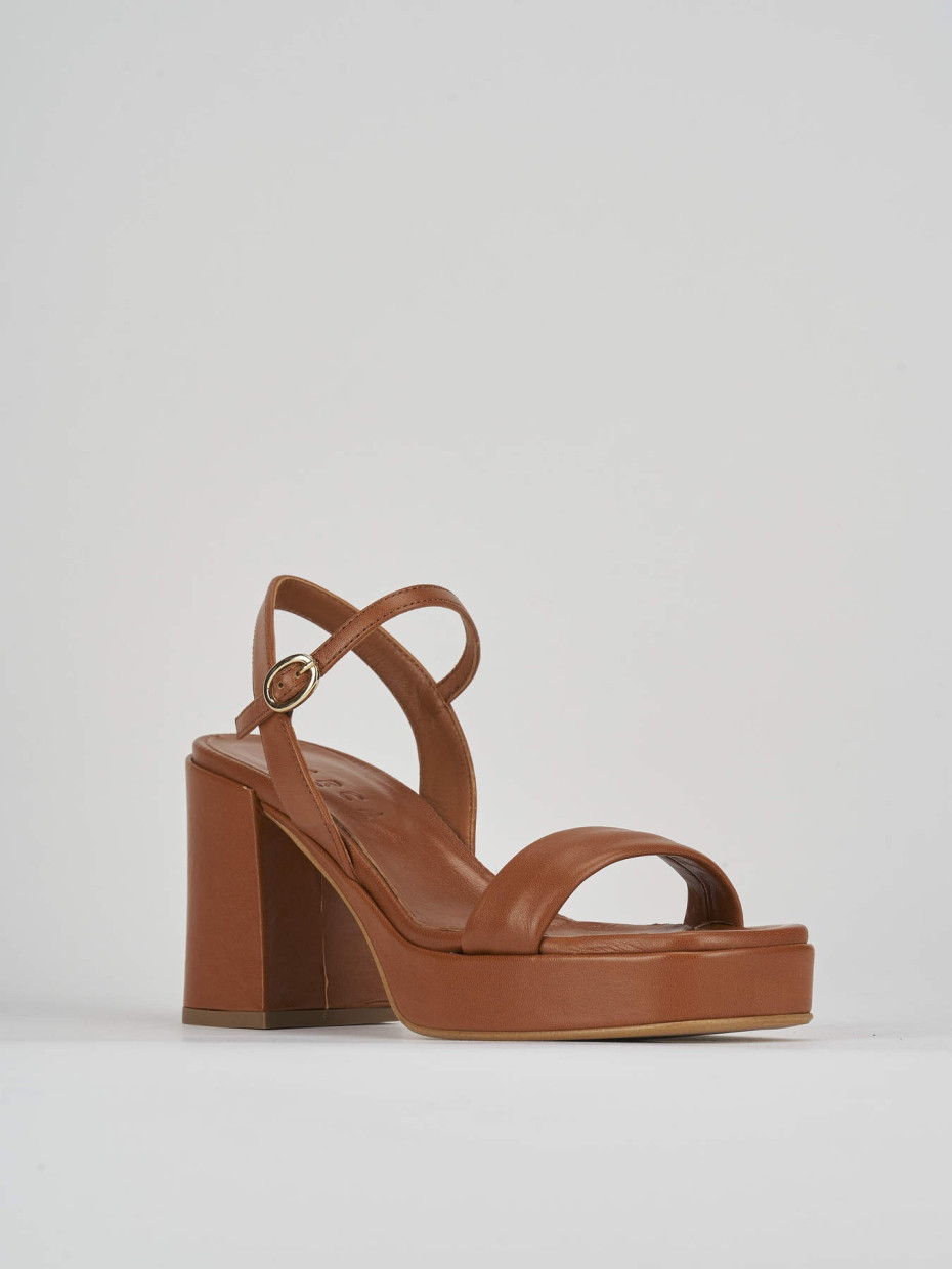 High heel sandals heel 8 cm brown leather