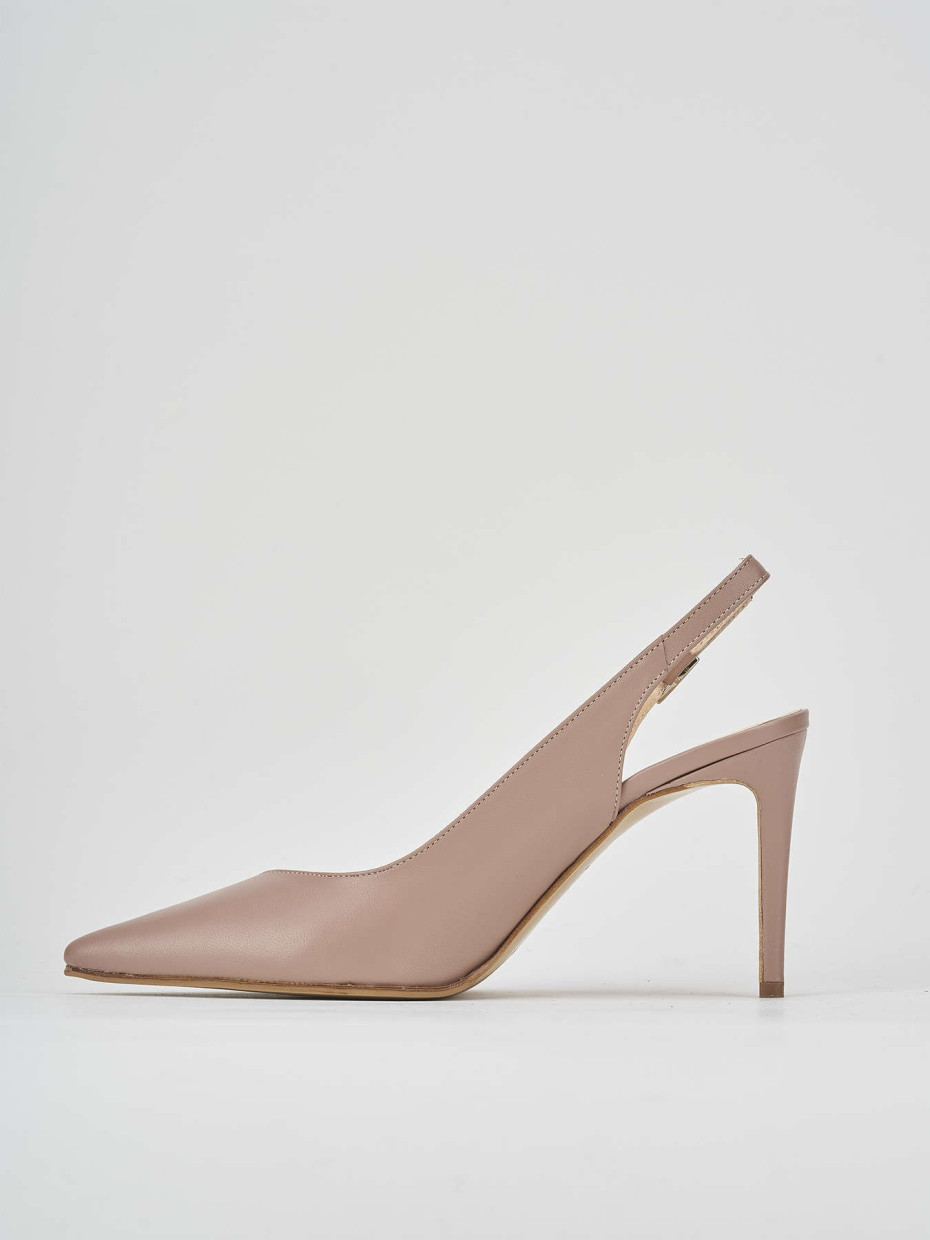 Décolleté e slingback tacco 8cm pelle rosa