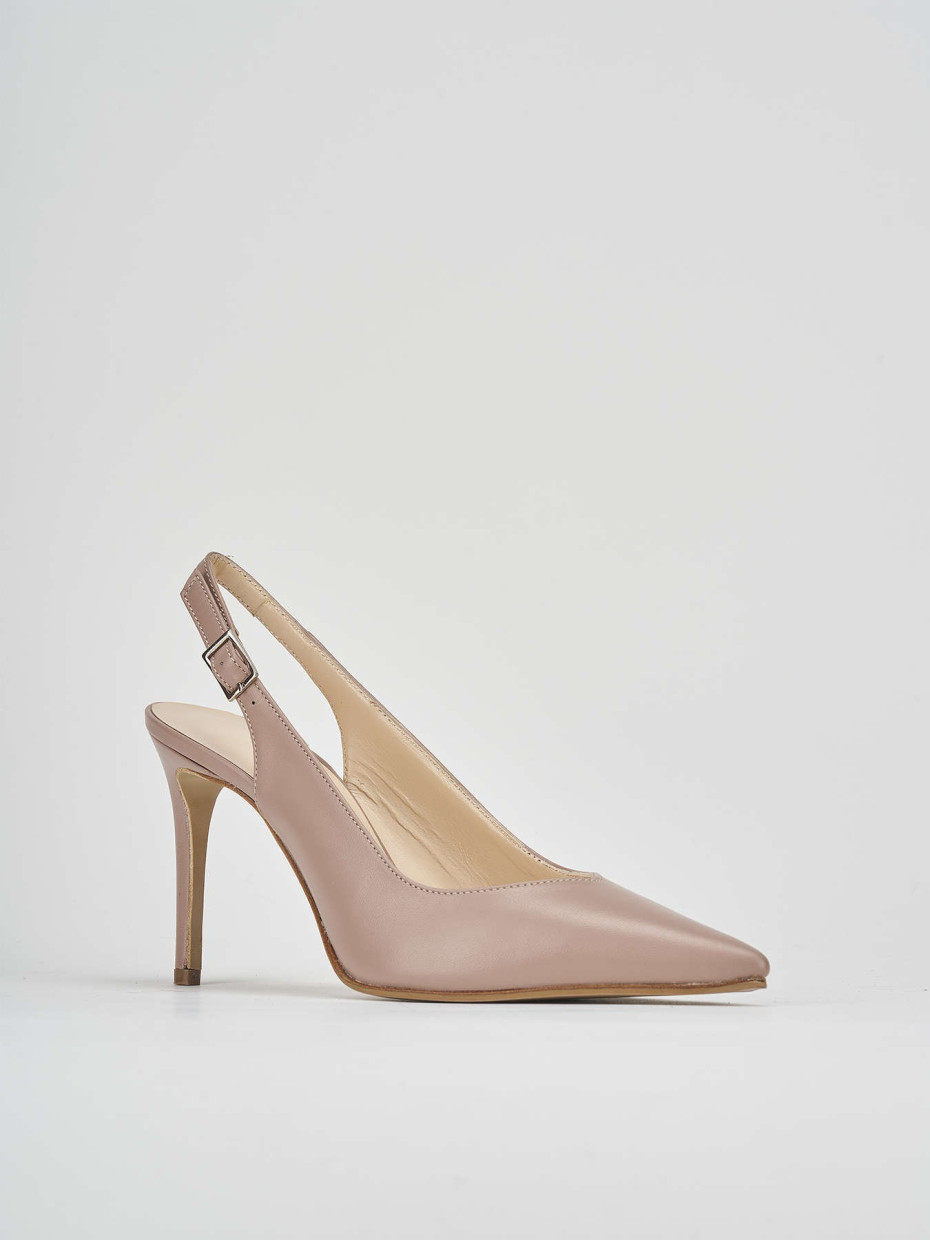Décolleté e slingback tacco 8cm pelle rosa