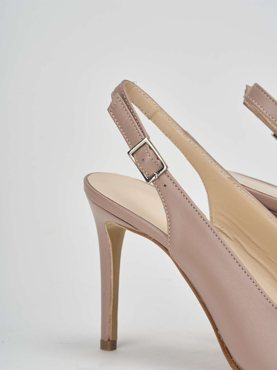 Décolleté e slingback tacco 8cm pelle rosa