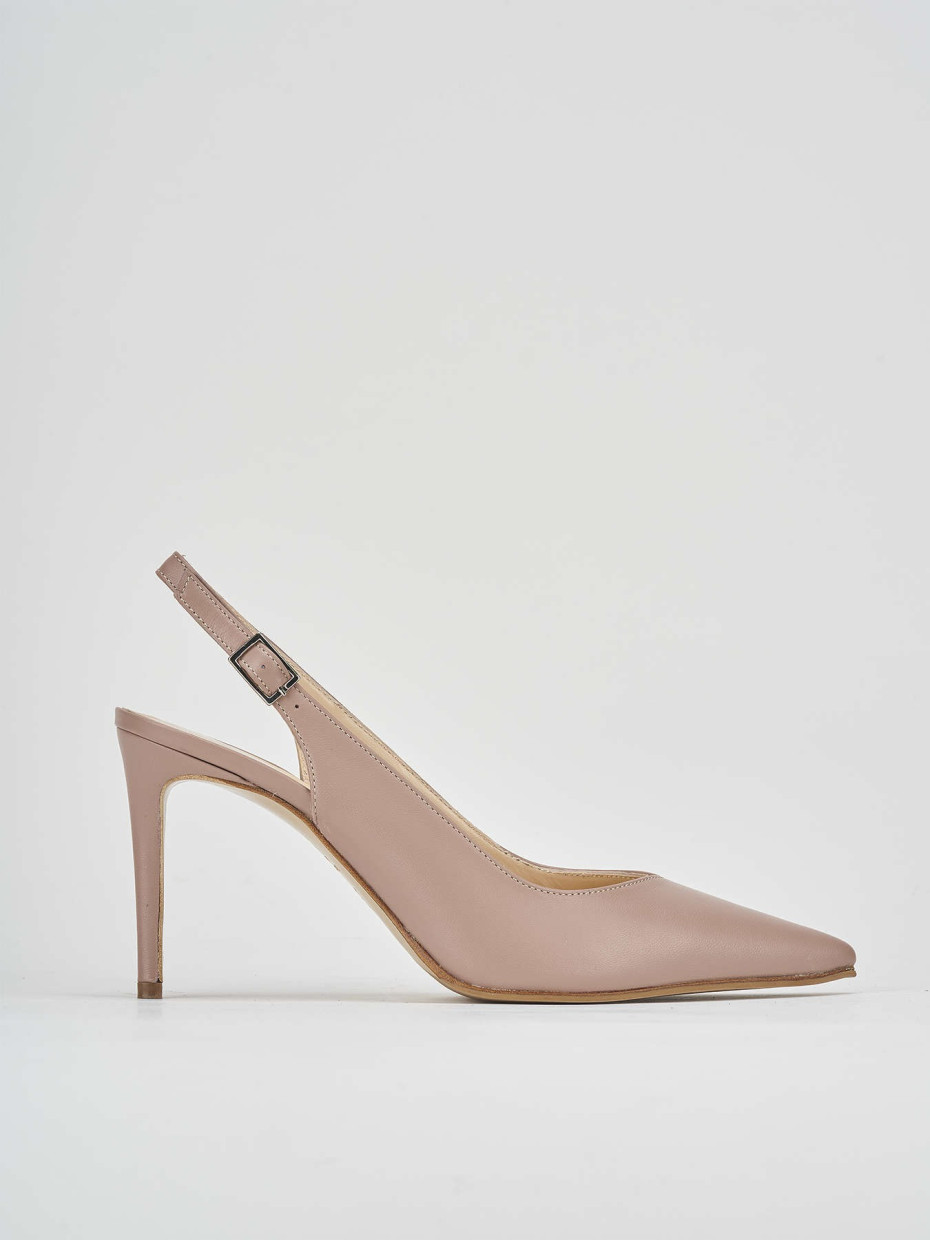 Décolleté e slingback tacco 8cm pelle rosa