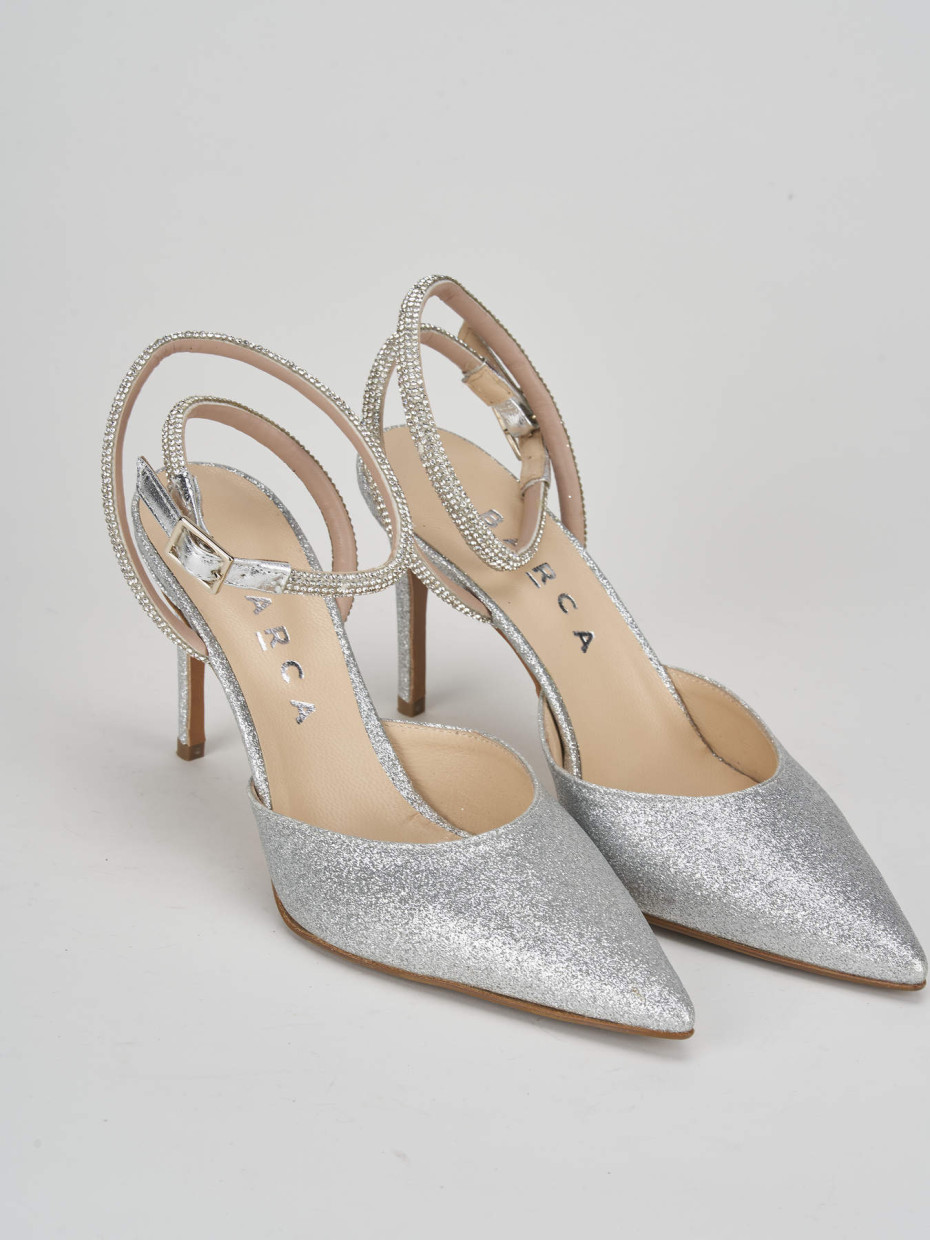 Pumps heel 8 cm silver glitter