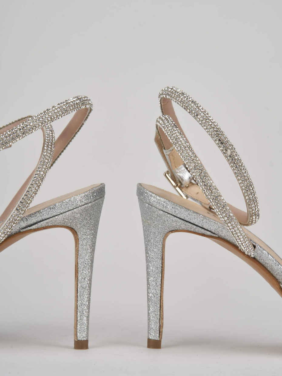 Pumps heel 8 cm silver glitter