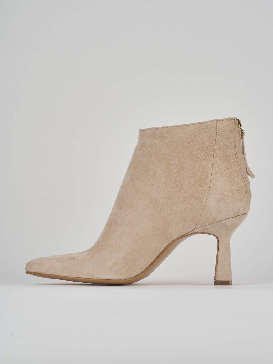 High heel ankle boots heel 7 cm beige suede