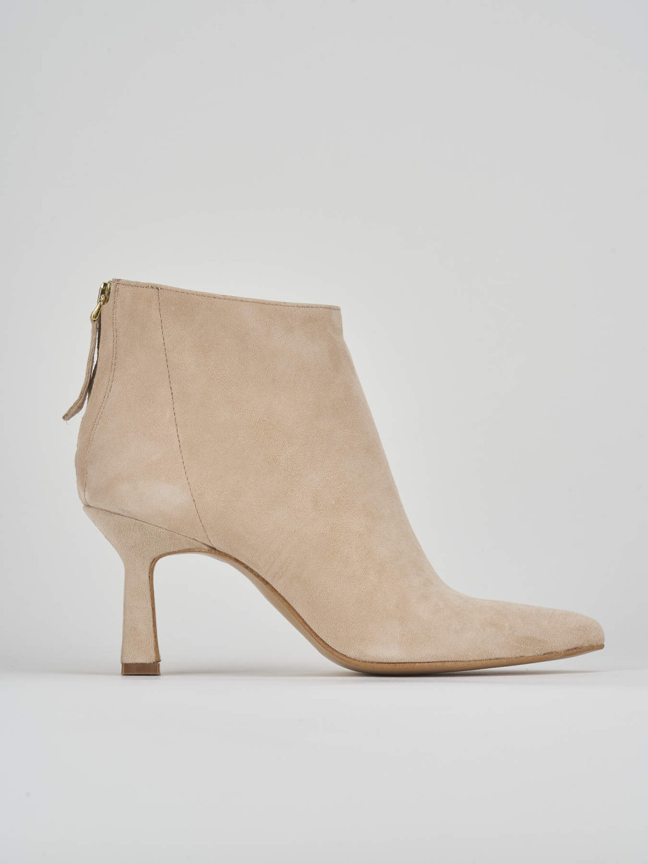 High heel ankle boots heel 7 cm beige suede