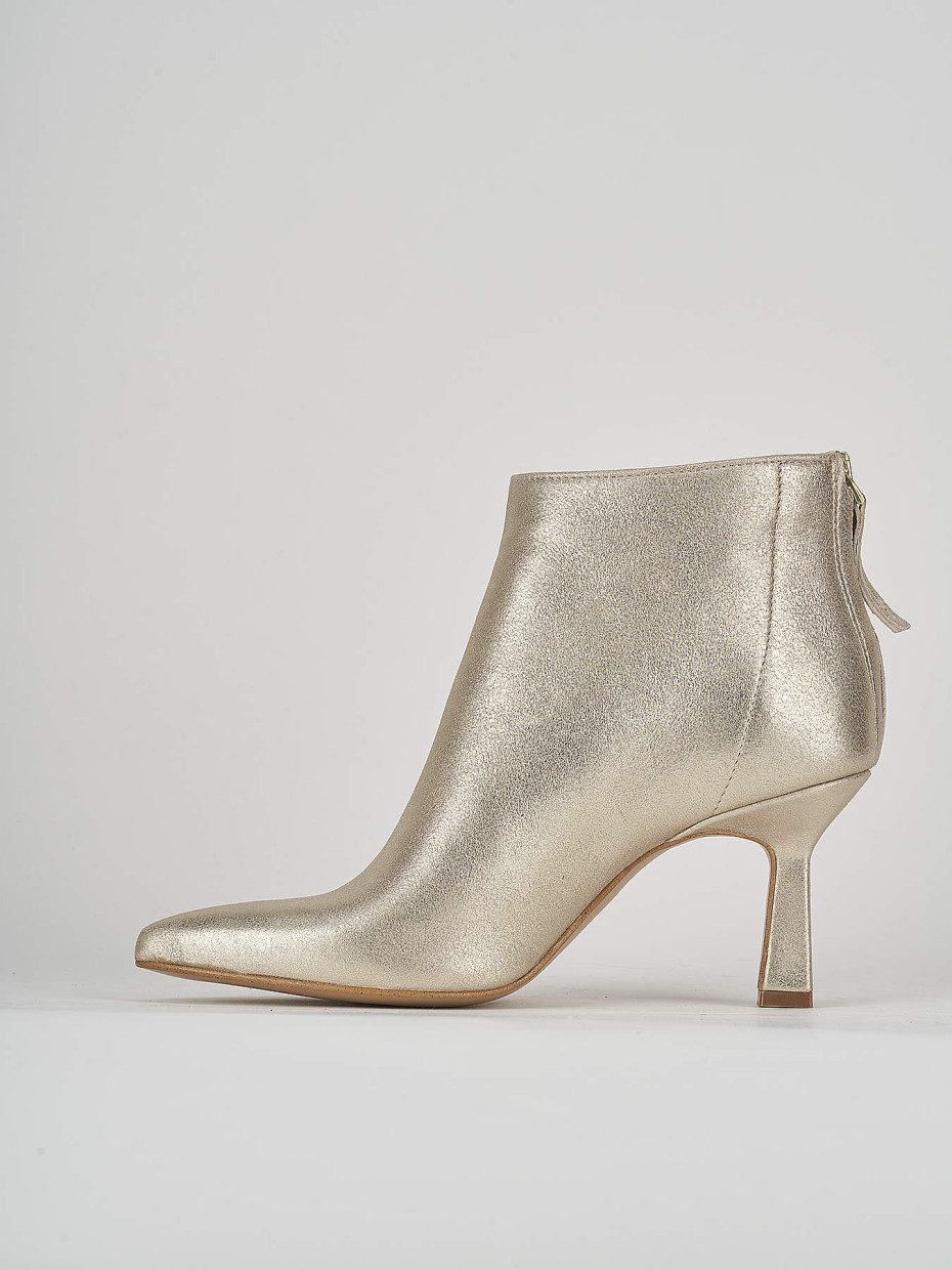 High heel ankle boots heel 7 cm gold laminated