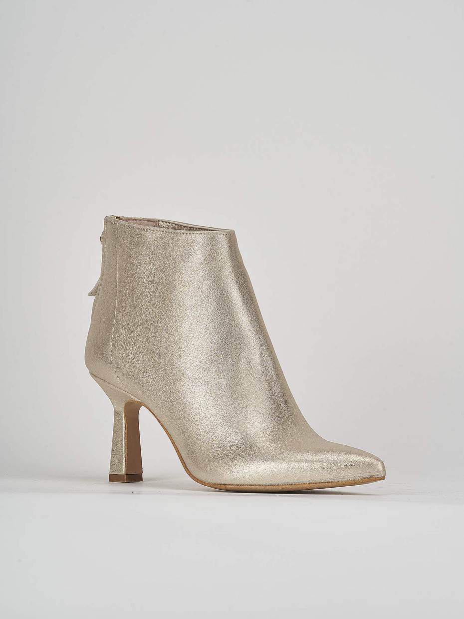 High heel ankle boots heel 7 cm gold laminated