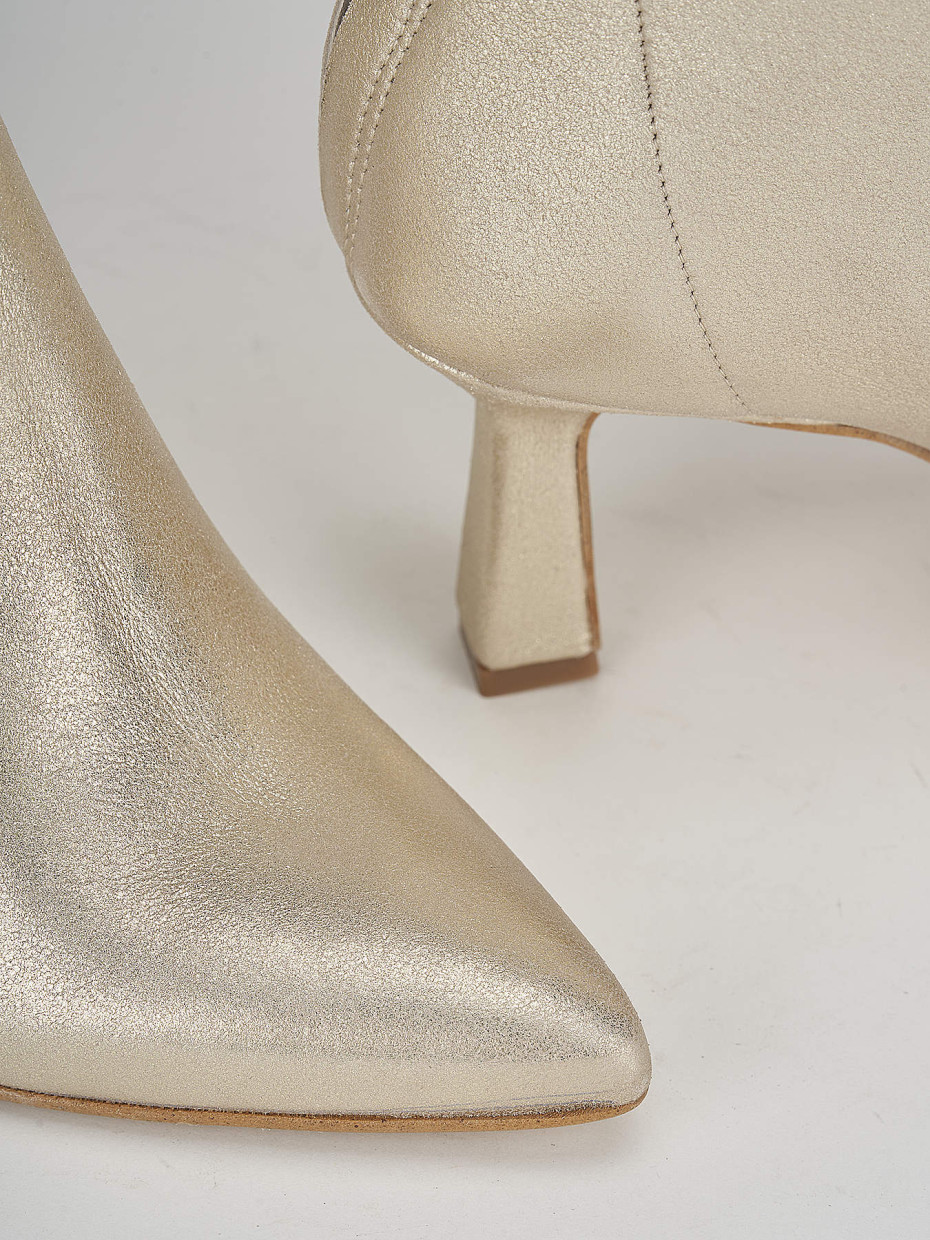 High heel ankle boots heel 7 cm gold laminated