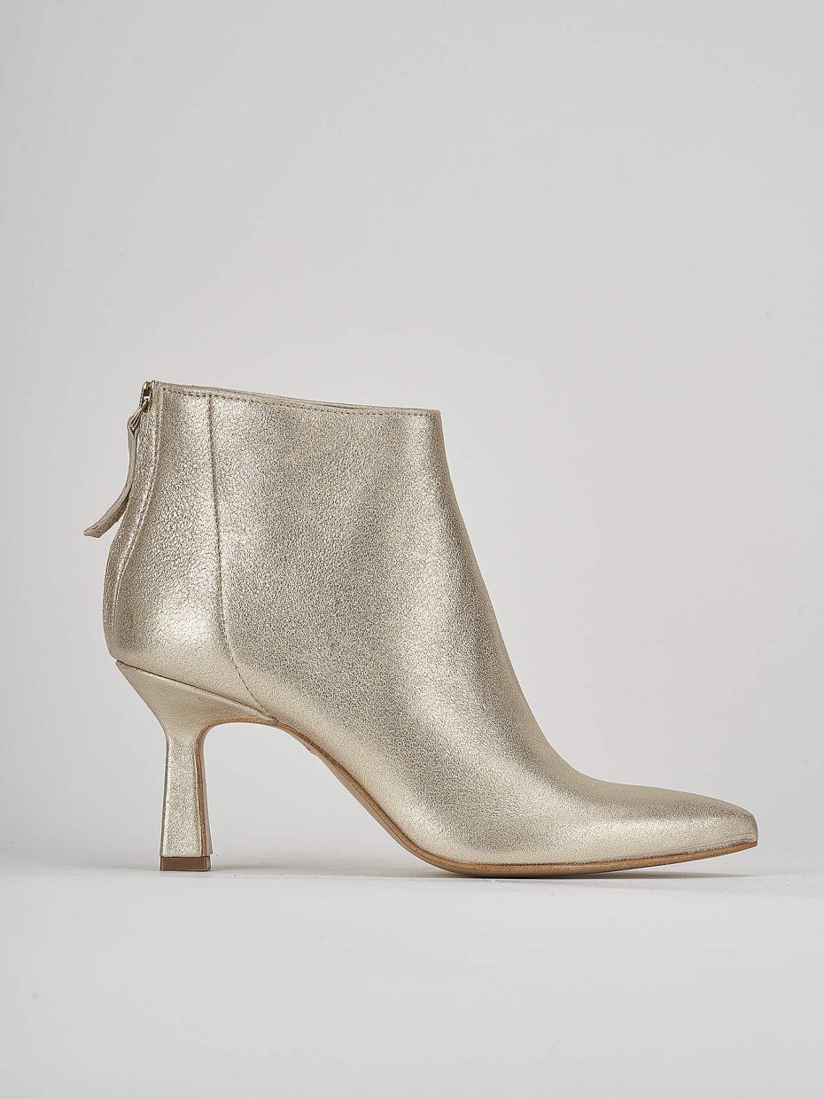 High heel ankle boots heel 7 cm gold laminated