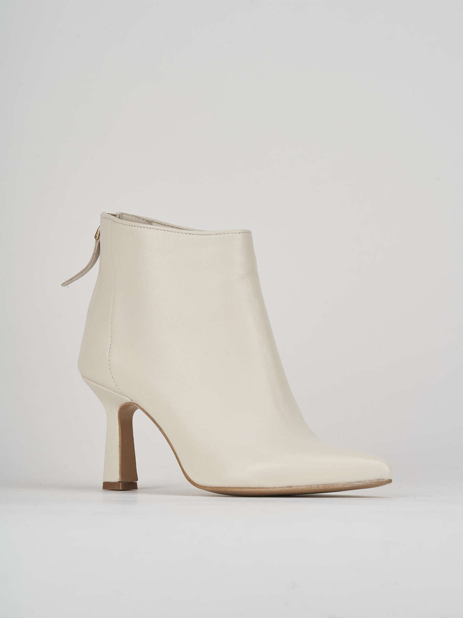 High heel ankle boots heel 7 cm beige leather