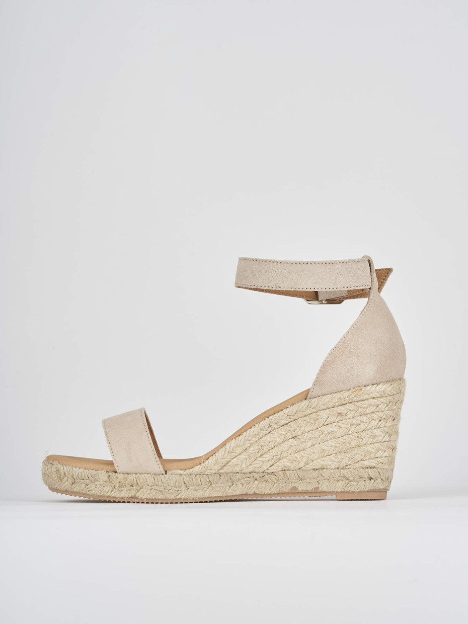 Espadrilla zeppa 8 cm beige camoscio