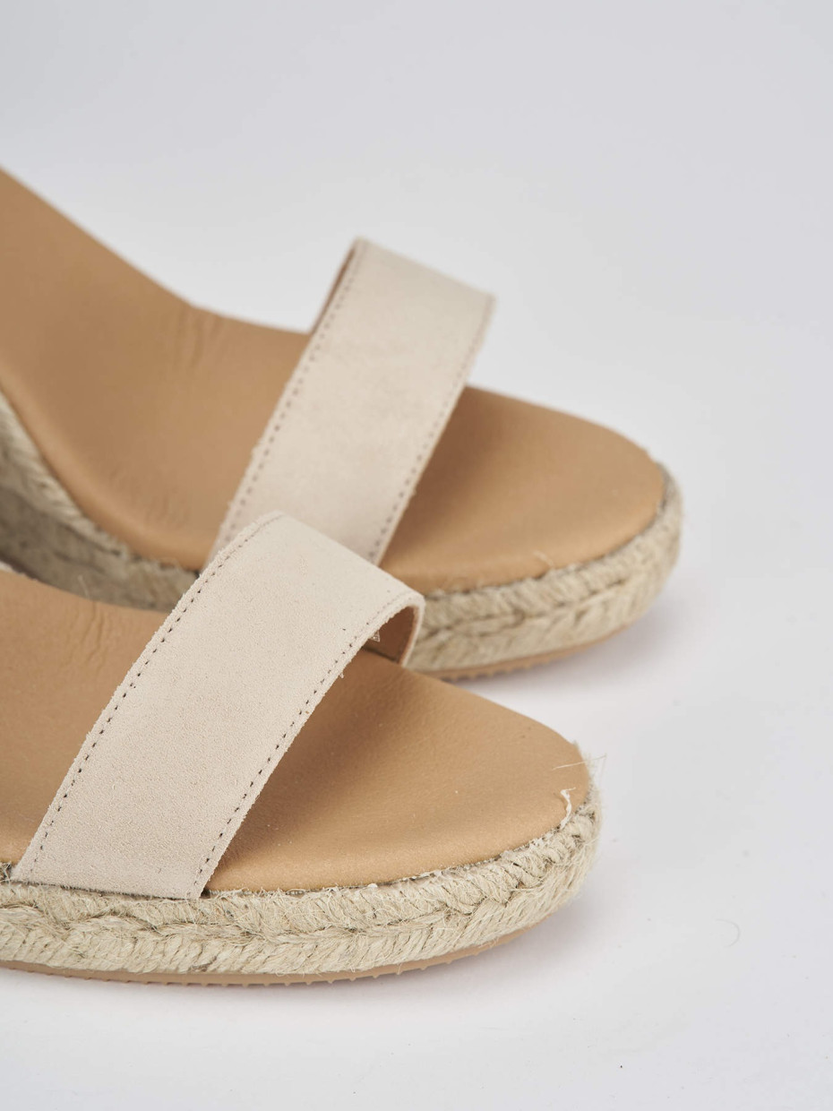 Espadrilla zeppa 8 cm beige camoscio