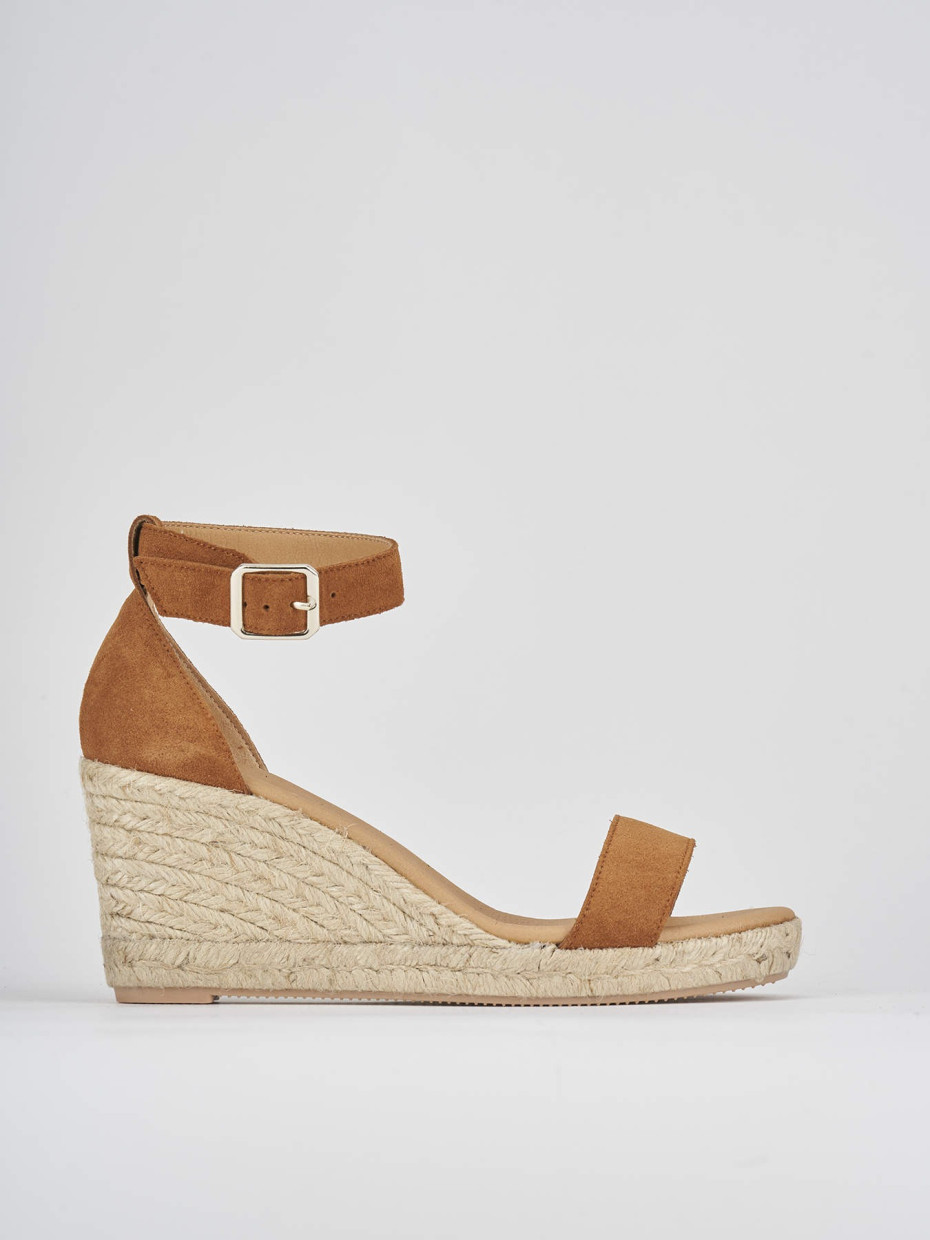 Espadrilla zeppa 8 cm marrone camoscio