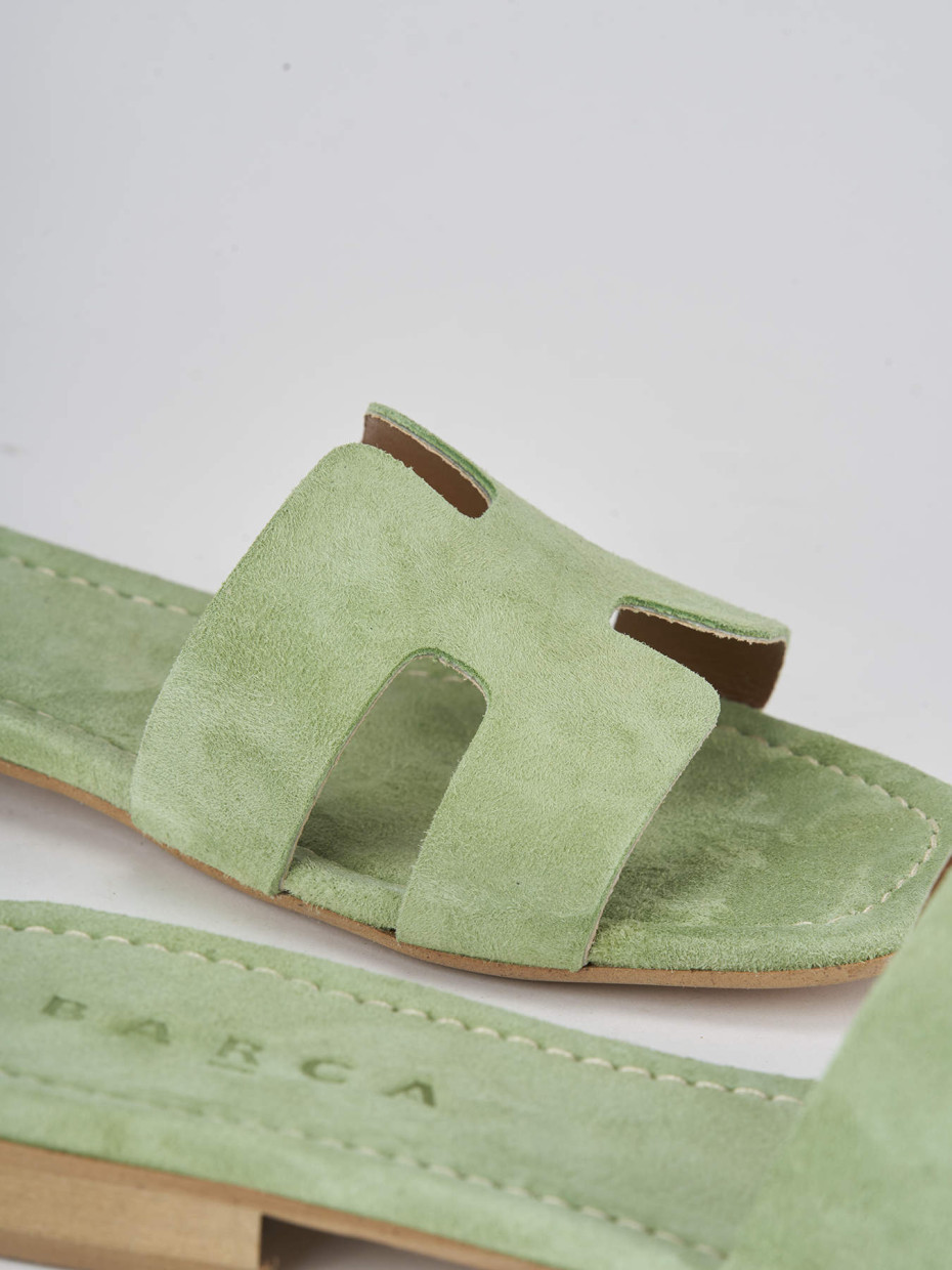 Slippers heel 1 cm green suede