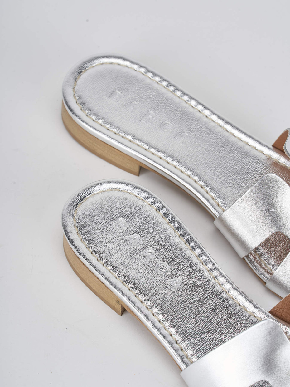 Slippers heel 1 cm silver laminated