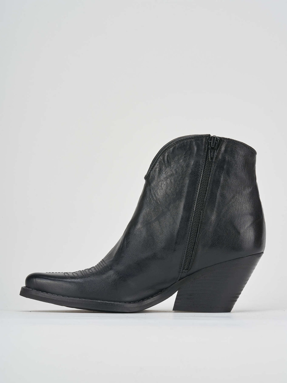 Stivaletto texano tacco 6 cm nero pelle