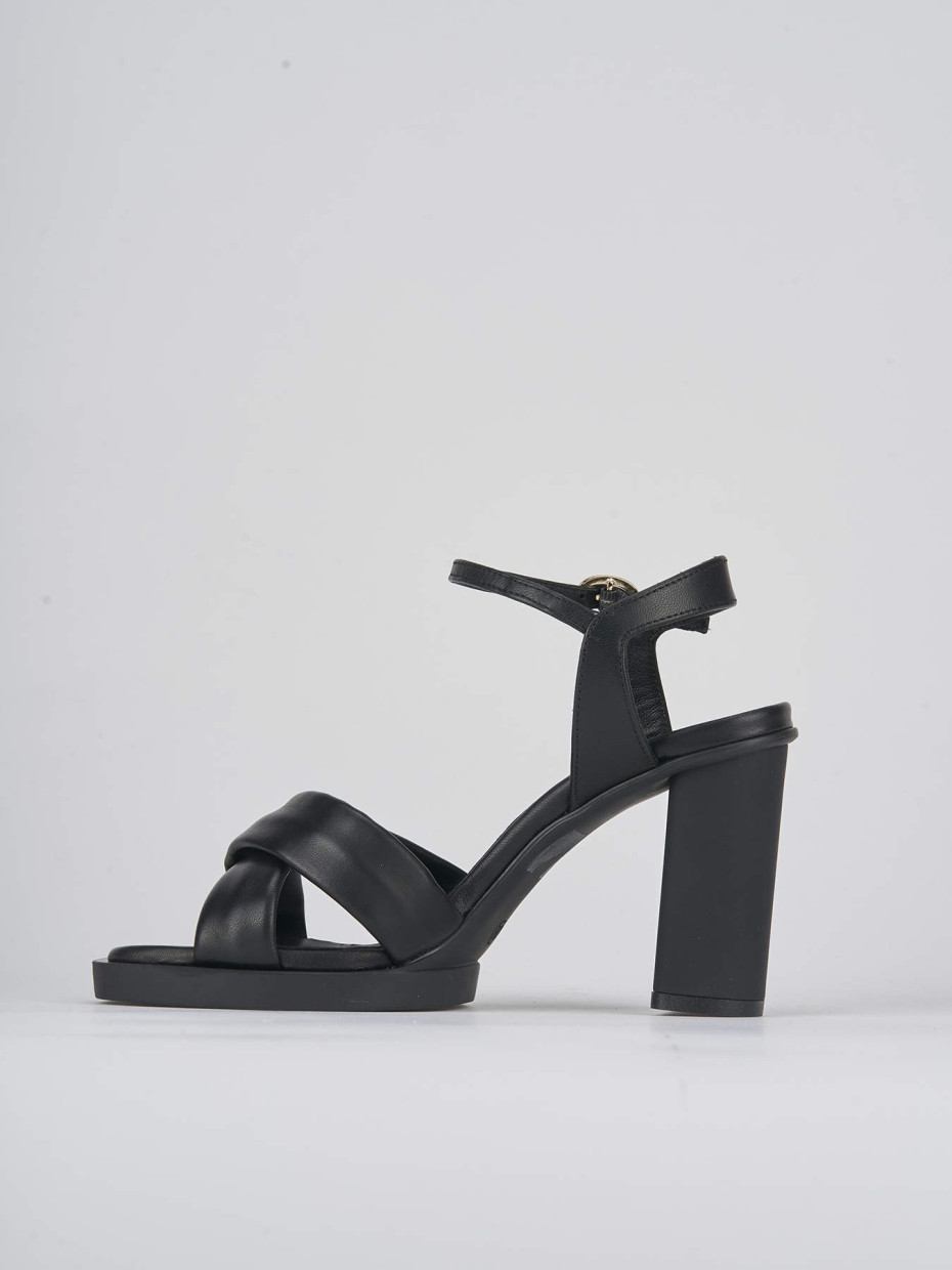 High heel sandals heel 9 cm black leather