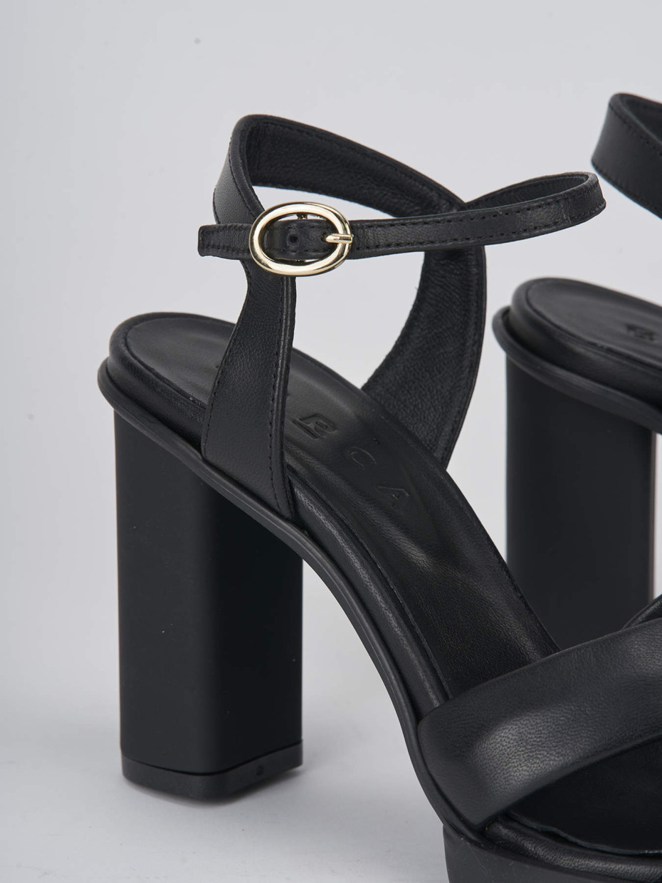 High heel sandals heel 9 cm black leather