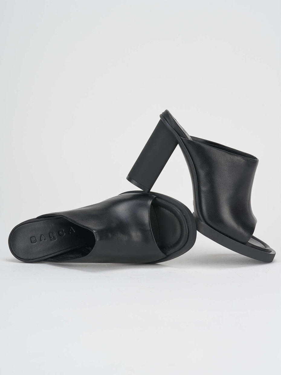 Slippers heel 9 cm black leather