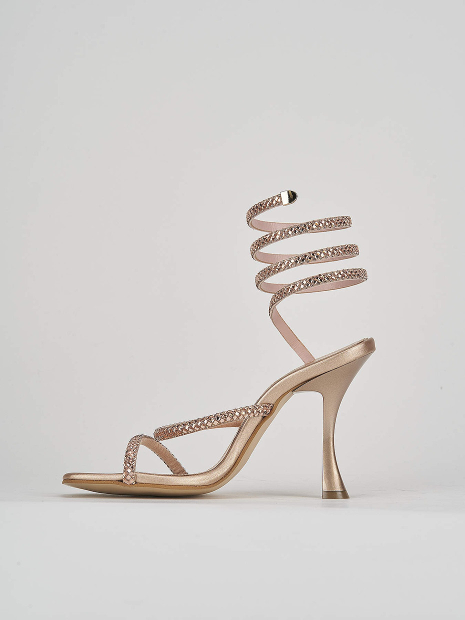 High heel sandals heel 10 cm pink leather