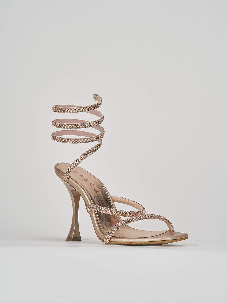 High heel sandals heel 10 cm pink leather