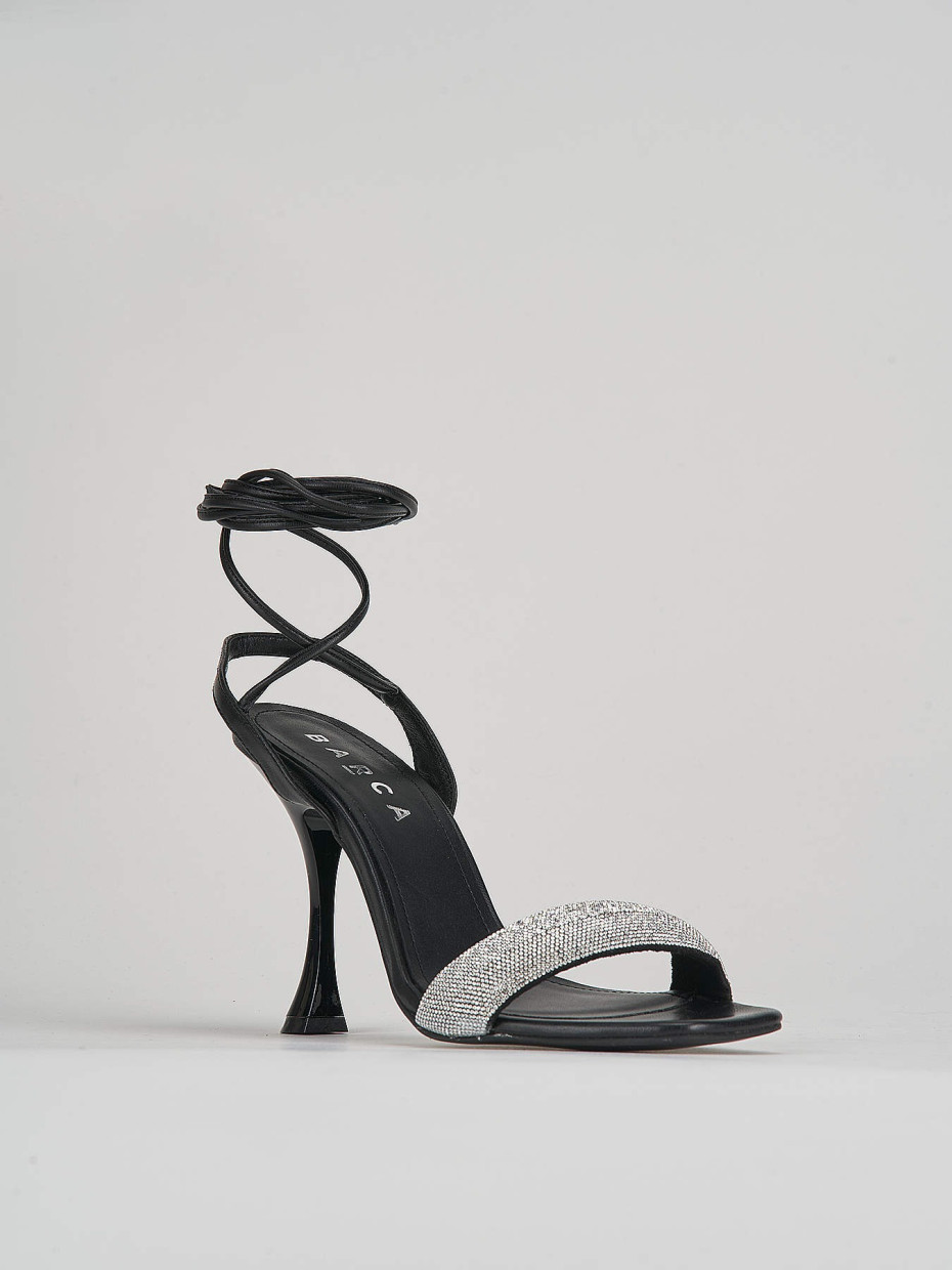 High heel sandals heel 10 cm black leather