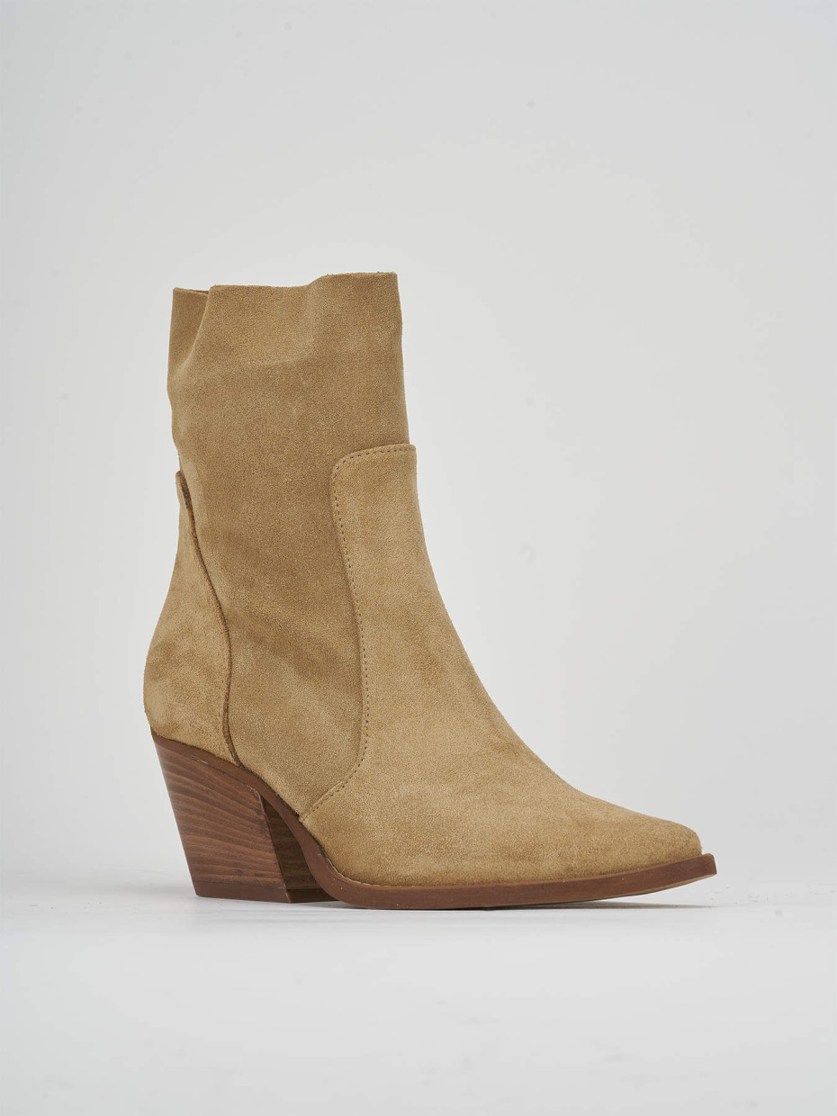 High heel ankle boots heel 7 cm brown suede