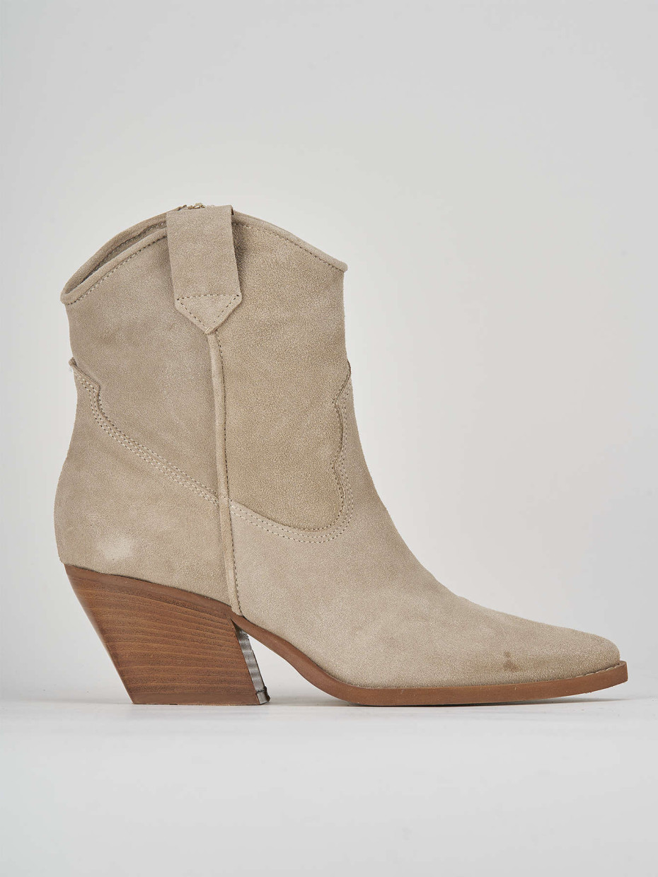 High heel ankle boots heel 7 cm beige suede